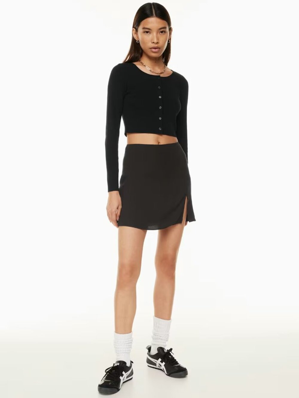 Sunday Best Aritzia Tatiana A-Line Black Mini Skirt with Small Side Slit